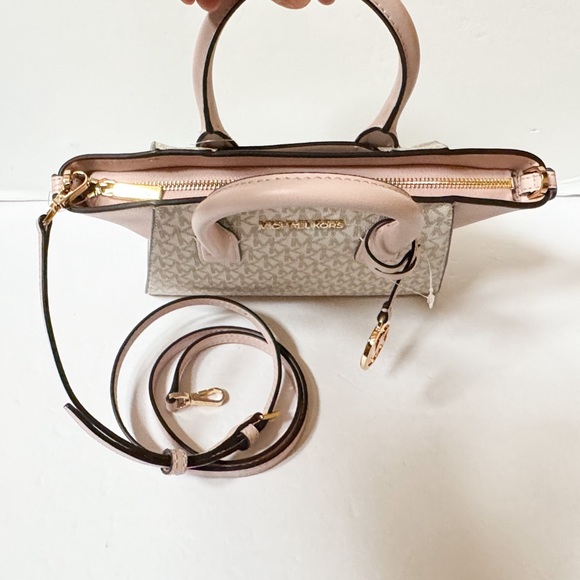Michael Kors Avril Small Top Zip Satchel Shoulder Crossbody Bag MK Vanilla Pink - Picture 6 of 13